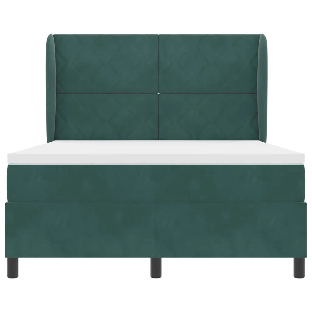 Letto a molle con materasso Verde Scuro 190 x 140 cm Velluto 3340979