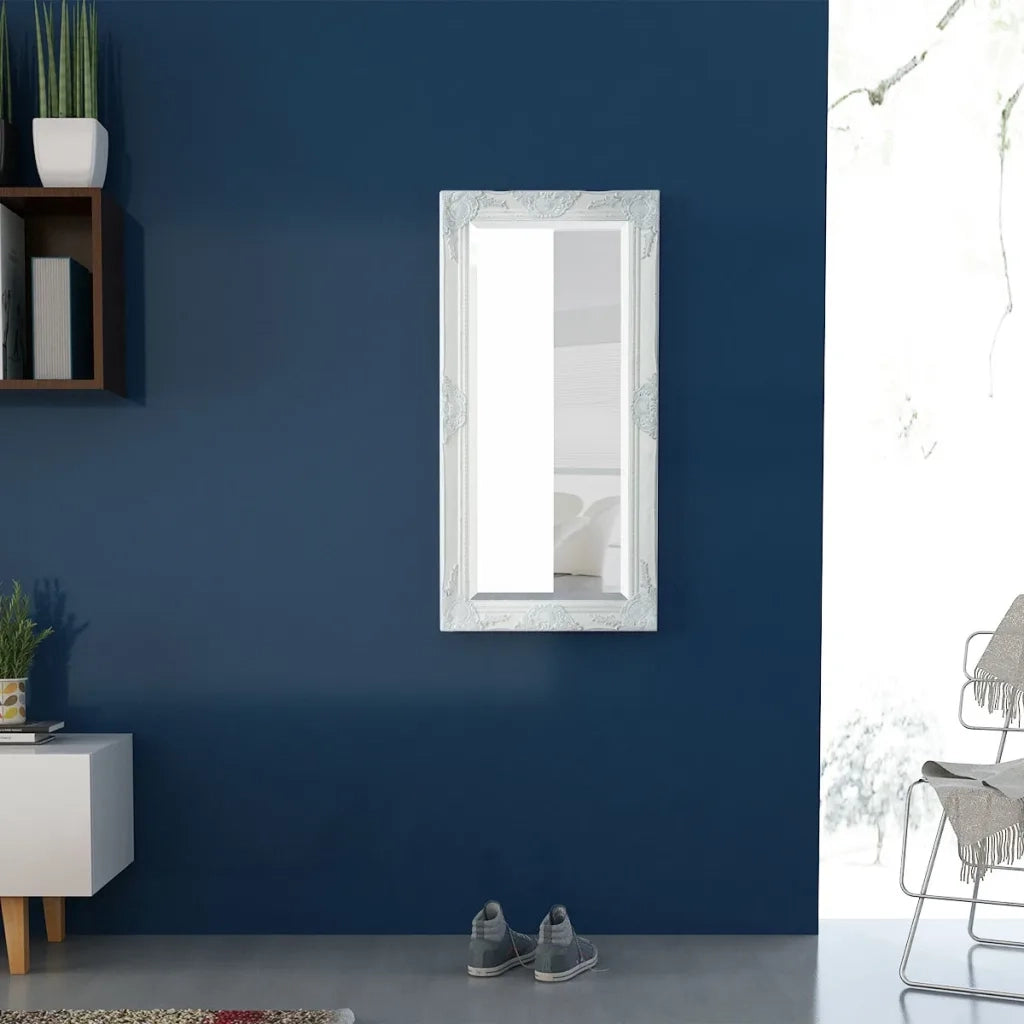 Specchio da Parete-Specchio a muro Stile Barocco 100x50 cm Bianco