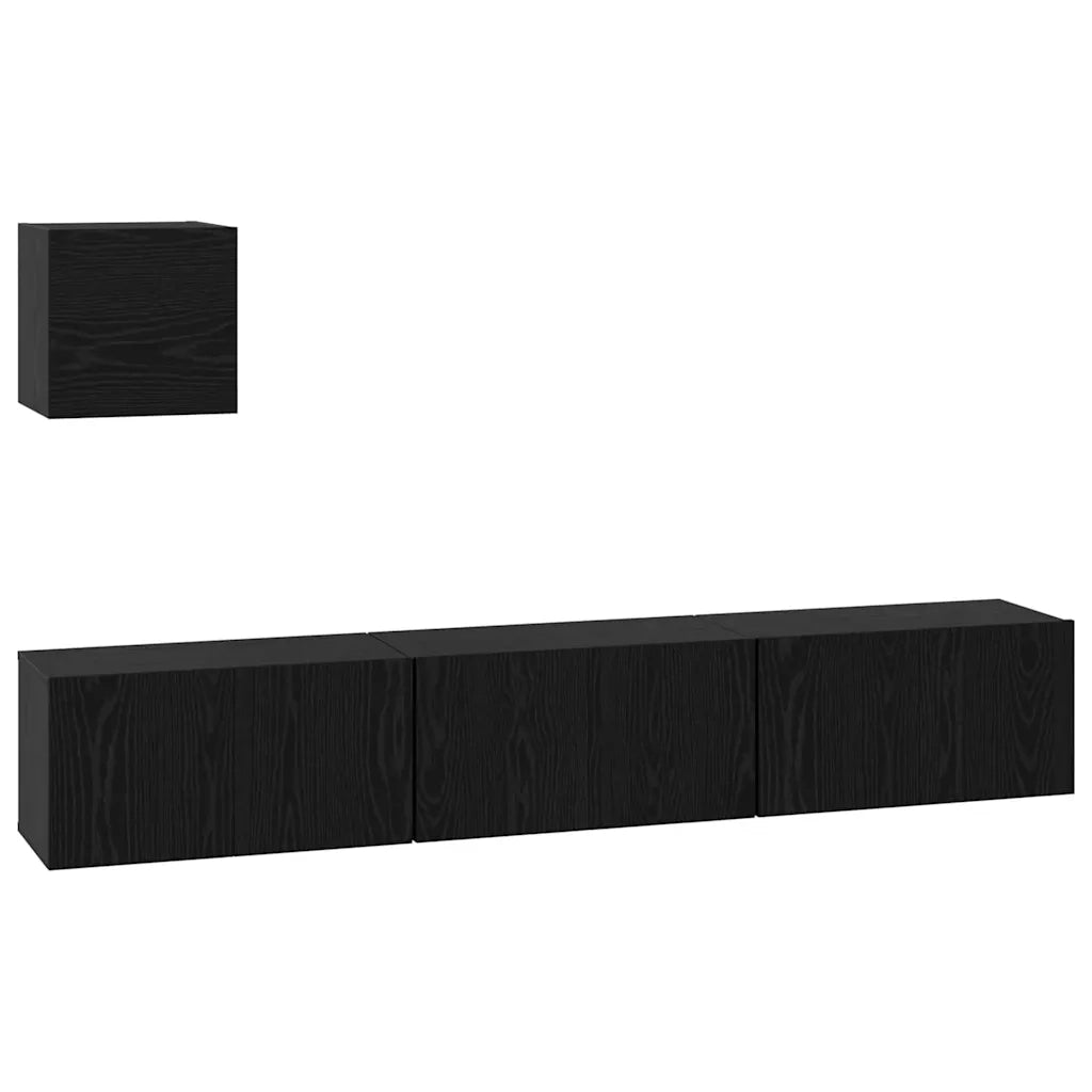 Set mobile TV 4 pcs Rovere Nero Legno multistrato 3393148