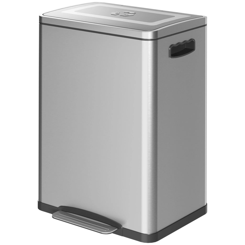 Bidone Rifiuti con Coperchio e Pedale ¨C zephmum ¨C Acciaio Inossidabile 2x20L Argento