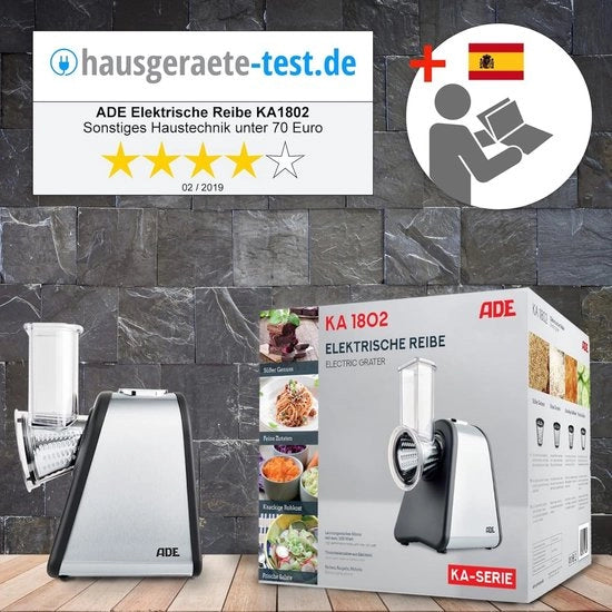 Raspacchio elettrico per verdure Potente raspacchio per verdure da 500 Watt con corpo in acciaio inox Raspacchio extra affilato con lame in acciaio Zavorra in acciaio inox Nero e Argento