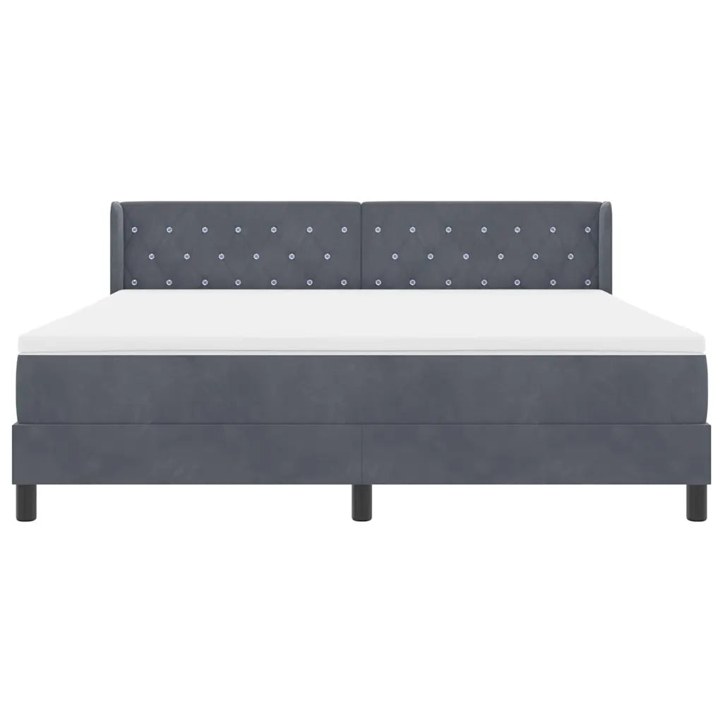 Letto a molle con testiera Grigio scuro 200 x 180 cm Poliestere