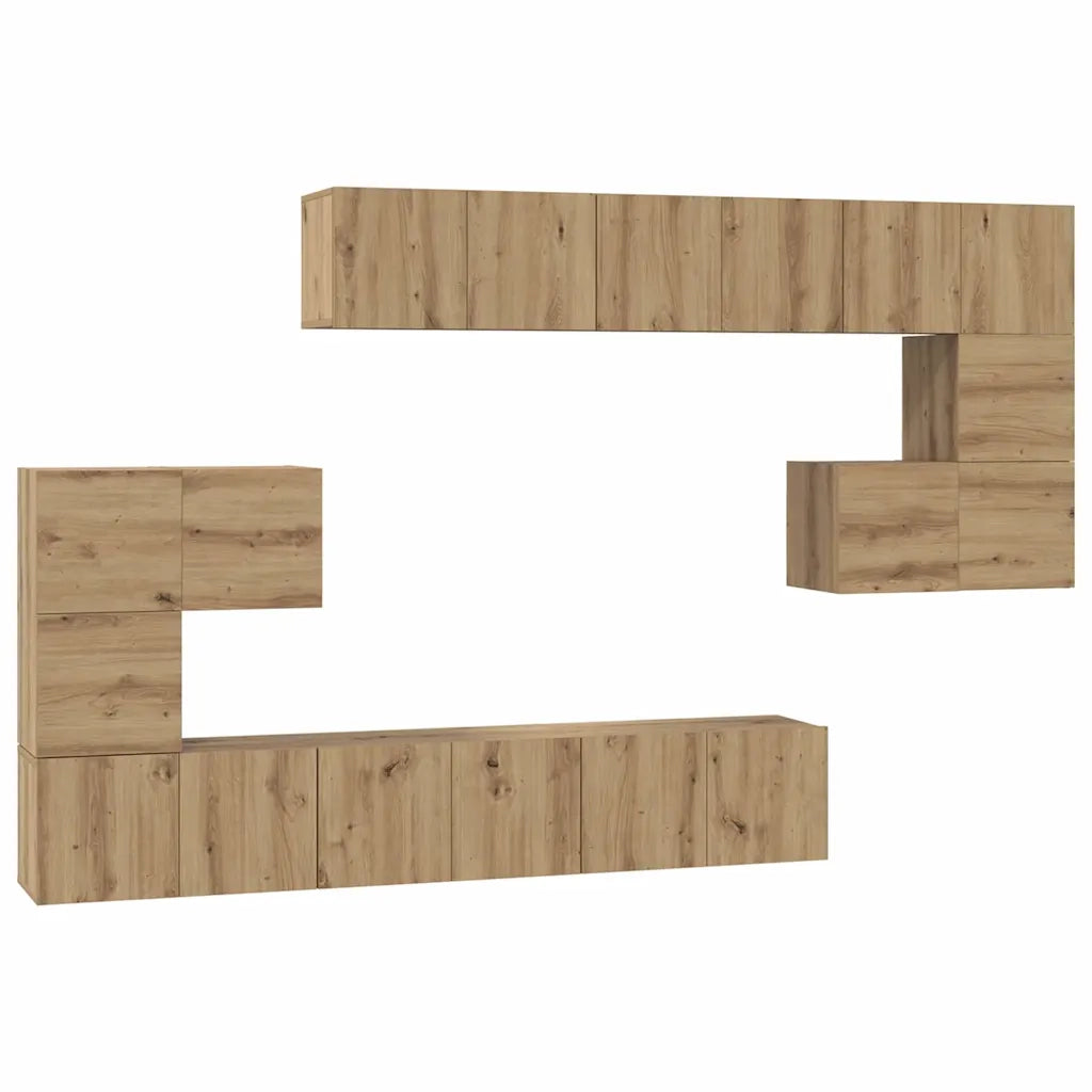 vidaXL Set mobile TV 10 pcs rovere artigianale 60 x 30 x 30 cm