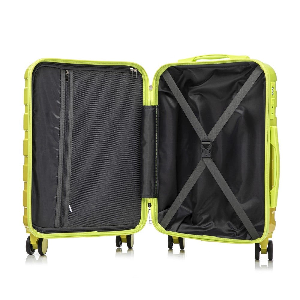 Set di 2 valigie spinner per PC con lucchetto a combinazione e beauty case 14'' ¨C Minimal ¨C verde, 14''/20''
