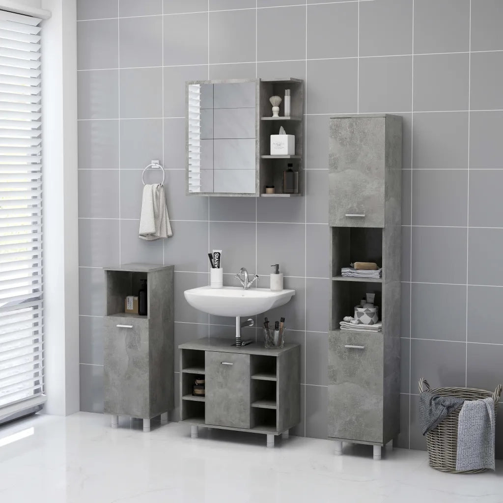 Mobile Bagno Specchio Grigio Cemento 62,5x20,5x64cm Multistrato 803312