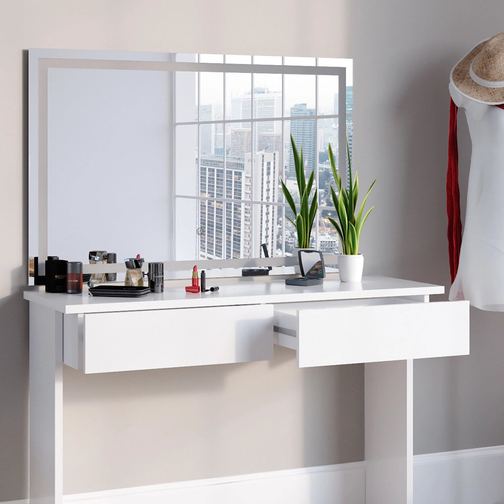 Vicco Tavolo da toeletta Bianco 120 cm con specchio a LED