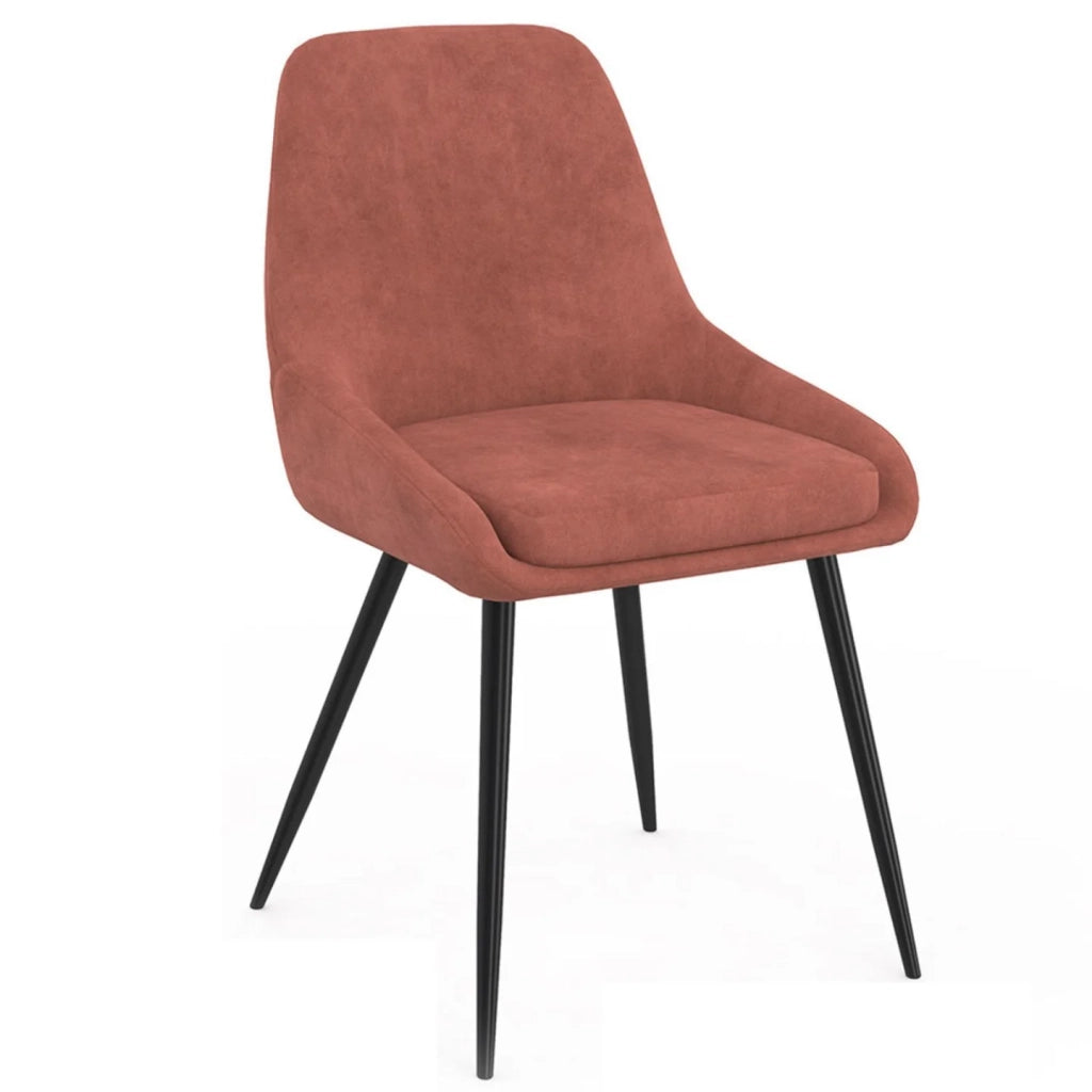 IDMarket - Set di 4 sedie THALYA in velluto terracotta con braccioli