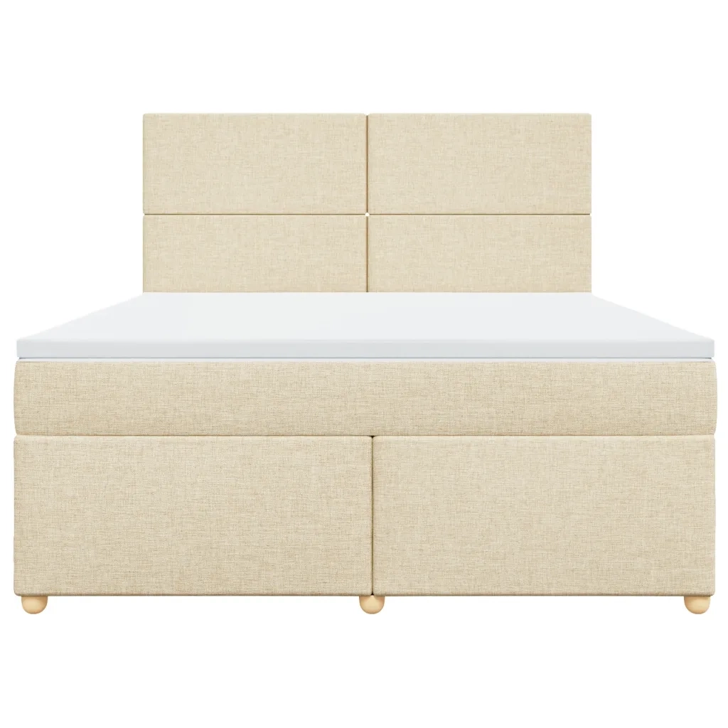 Giroletto a Molle con Materasso Crema 180x200 cm in Tessuto