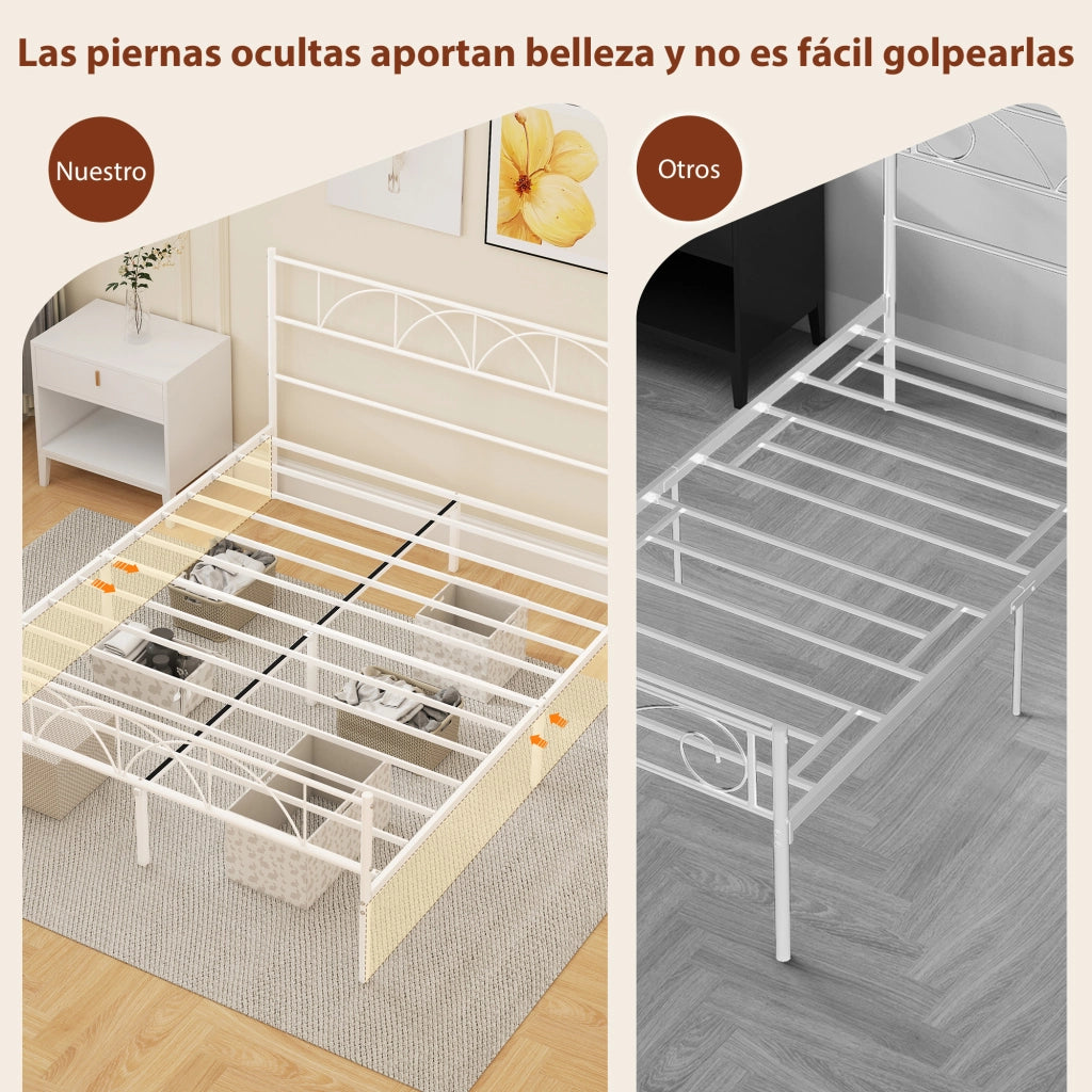 Letto Contenitore Matrimoniale con Testiera ¨C Zephmum ¨C 160x200 cm in Acciaio