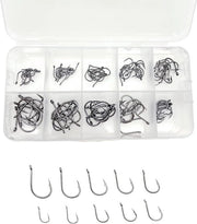 Vishaken a Cilindro in Acciaio con Occhi e Maniglia di Ricircolo - 100 Stuks - con Scatola di Plastica - Haak di Ricircolo