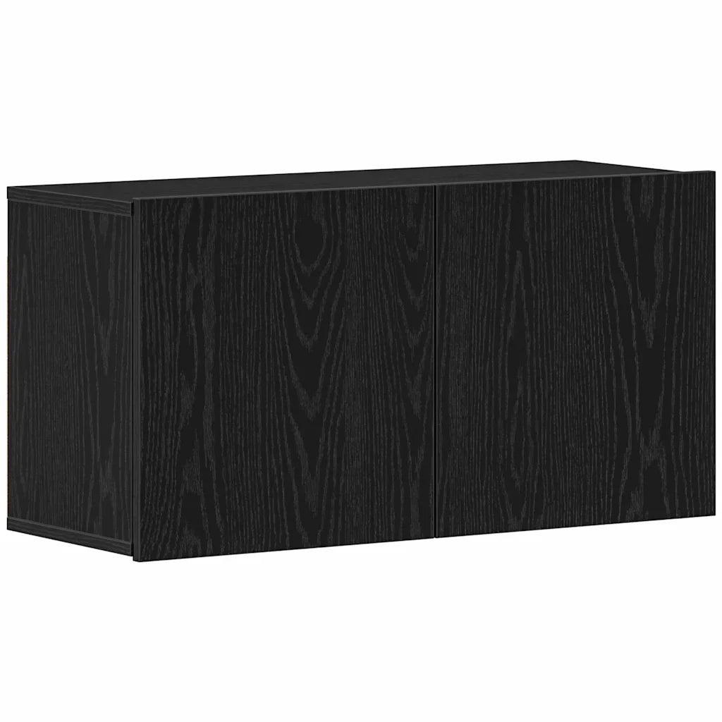 Mobile TV moderno a parete con pratico vano contenitore 80 x 30 x 41 cm realizzato in legno composito di rovere nero 02_0051835
