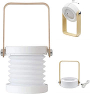 Lampada da Tavolo 4-in-1 – Lampada LED USB Ripiegabile, Torcia Portatile con Maniglia in Legno e Torcia da Cintura – Controllo Tattile con 3 Livelli di Brillantezza Regolabili per Lampada da Letto, Campeggio all'Aperto (Bianca)