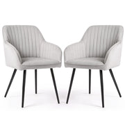 Set di 2 Sedie in velluto con cuciture verticali FLORENCE Grigio gambe nere