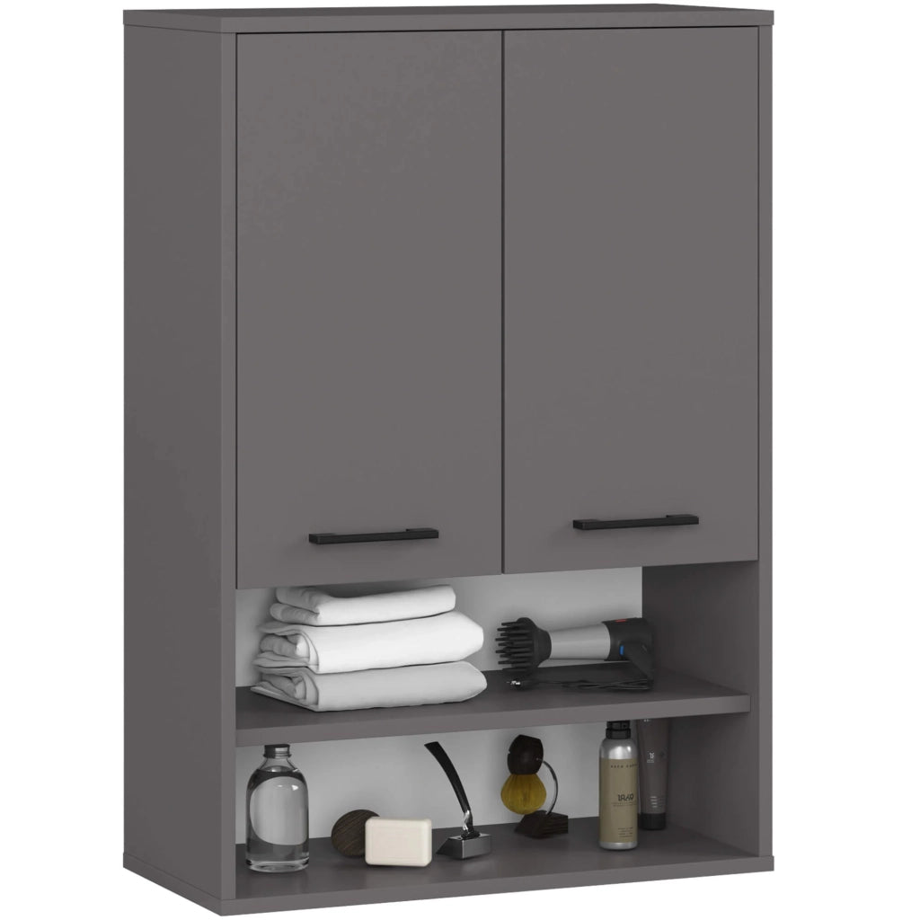 Mobile bagno sospeso AKORD FIN H934 W64 Grigio Grafite 2 ante 64x94x30 cm