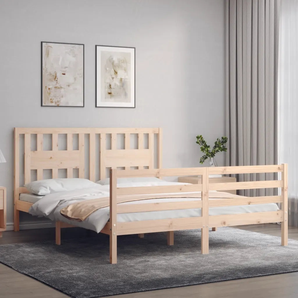 Giroletto con Testiera-Struttura Letto con testiera 160x200 cm in Legno Massello 358688