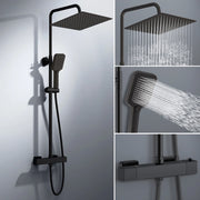 Colonna doccia con miscelatore termostatico, saliscendi doccia tondo regolabile 72-120cm, nero