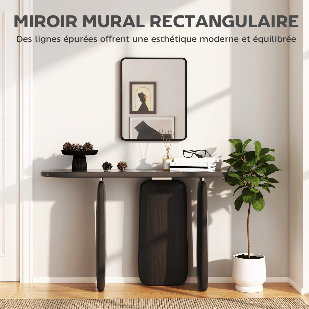 Specchio da parete rettangolare con cornice in metallo ¨C zephmum ¨C nero 50x40 cm