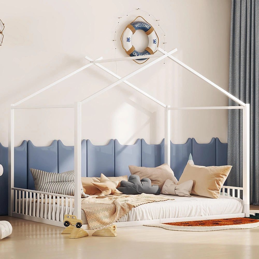 Letto a castello per bambini - Xylo - 140x200 cm - Bianco - Struttura in ferro senza materasso