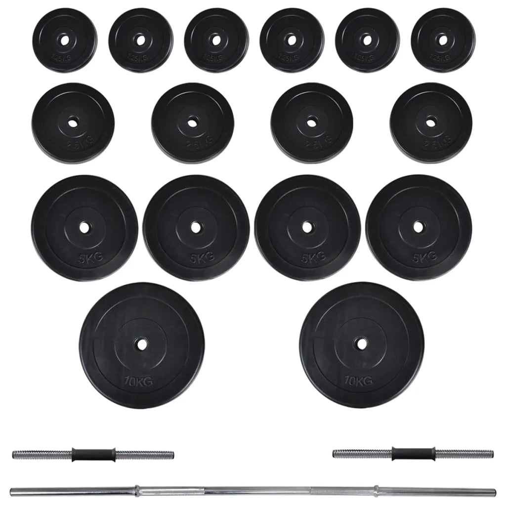 Panca-Sgabello Multifunzione con Bilanciere e Set di Manubri 60,5 kg 870442
