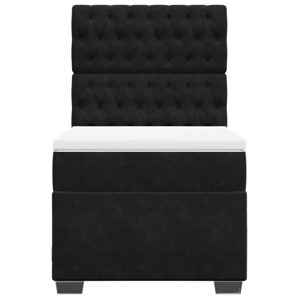 Giroletto a Molle con Materasso Nero 80x200 cm in Velluto