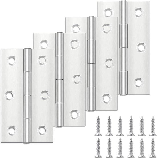 Serrature in acciaio inossidabile per porte interne ed esterne 68 mm × 38 mm - Kit da 4 serrature con 24 viti