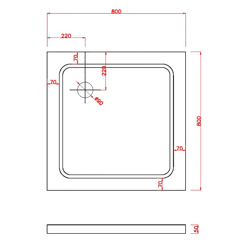 Piatto Doccia 90x90 cm in ABS Rinforzato Easy Bianco