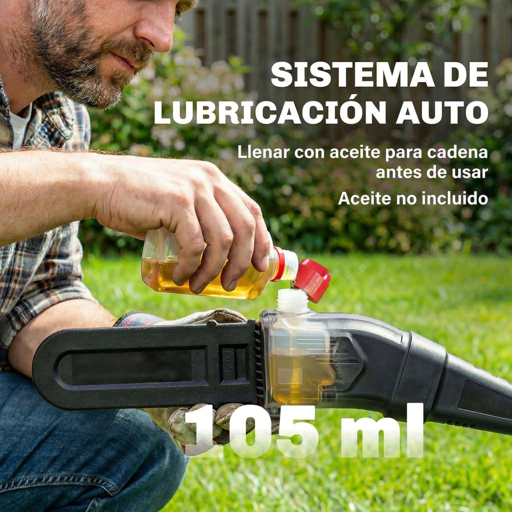 Motosega Elettrica Telescopica ¨C zephmum ¨C con 2 Baterie 4.0 Ah e Caricabatterie Doppio