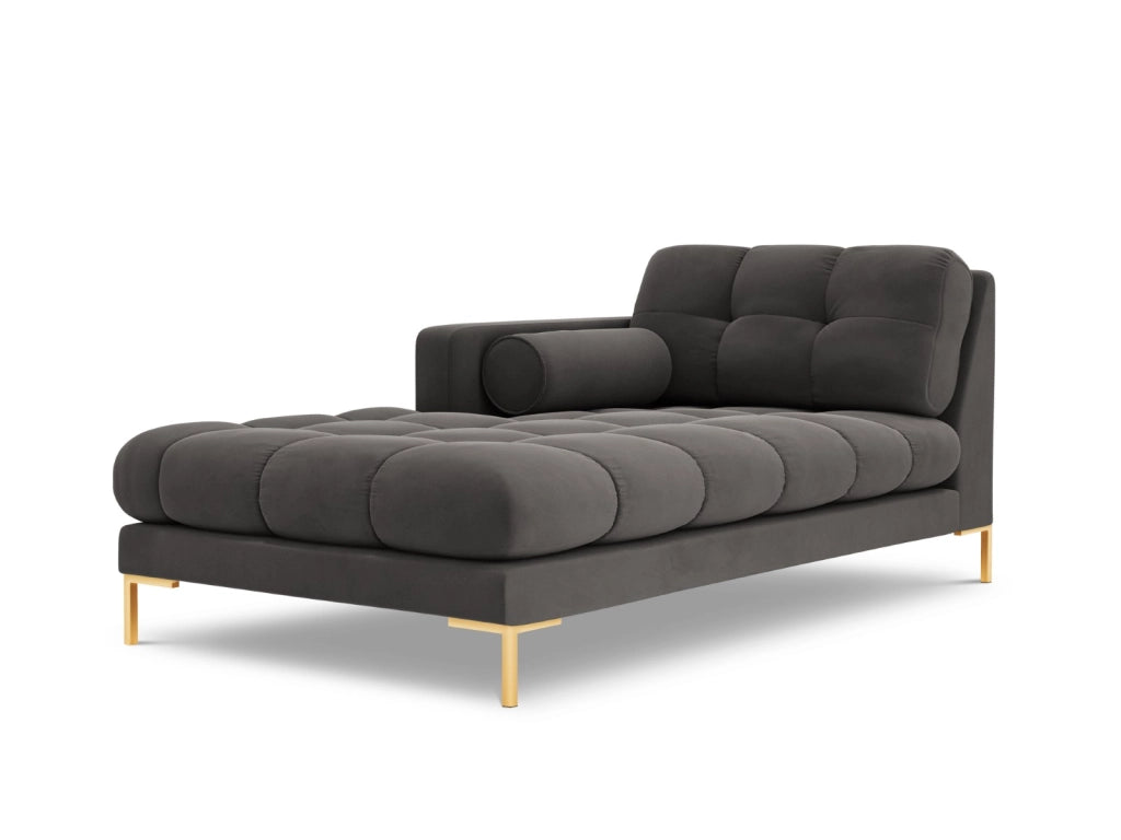 Cosmopolitan Design - Chaise longue sinistra "Bali" in velluto grigio scuro 