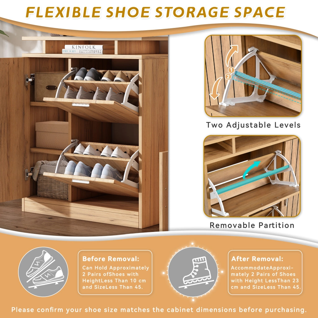 Mobile ingresso con specchio e ripiani regolabili - per ingresso - in truciolare - 140×35×133 cm - natural