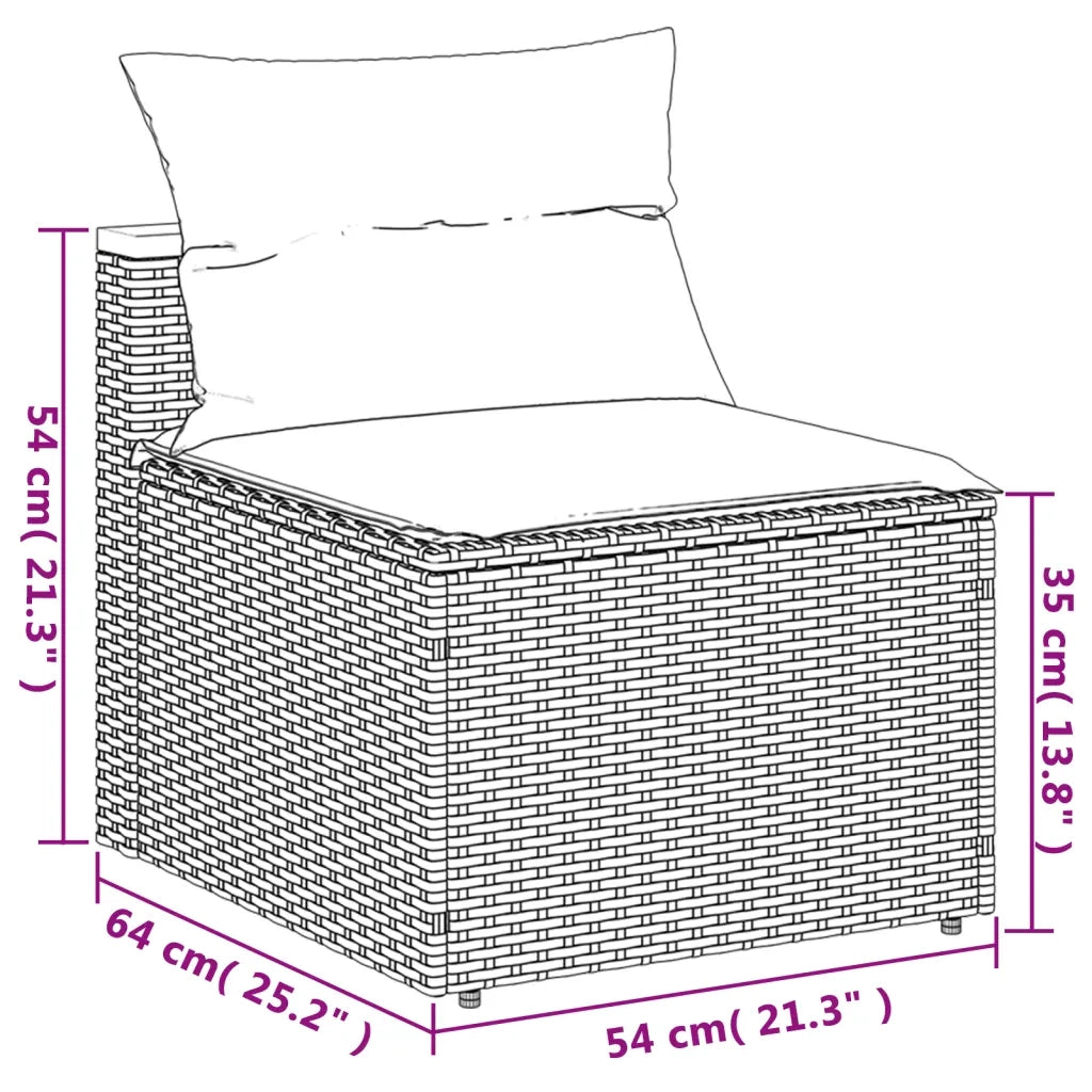 Divano Giardino Senza Braccioli con Cuscini 2pz Nero Polyrattan 365832