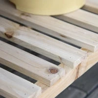Fioriera da Giardino Rialzata con Ripiano a Doghe, Inserti per l'Irrigazione, in Legno Massello, 90 x 40 x 81 cm, Legno naturale