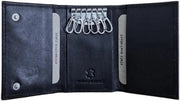 Taschi da chiave in pelle nera con 6 ganci da chiave - nuovo - Taschi da chiave 23- (193A)