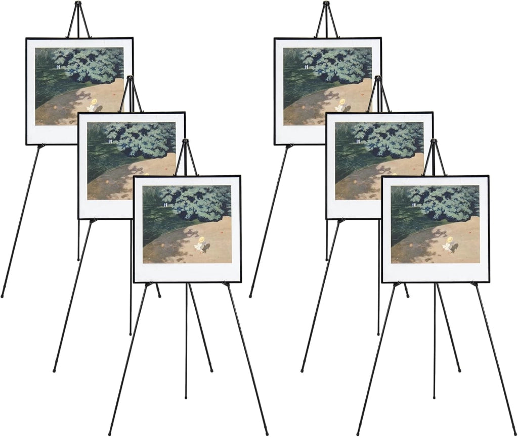 6 Pz Cavalletto per Dipingere, Cavalletto Pittura in Metallo con Staffe Regolabili, Piedini Antiscivolo e Borsa, Cavalletti da Esposizione Portatile, Portata 10 kg, Per Dipinti Poster