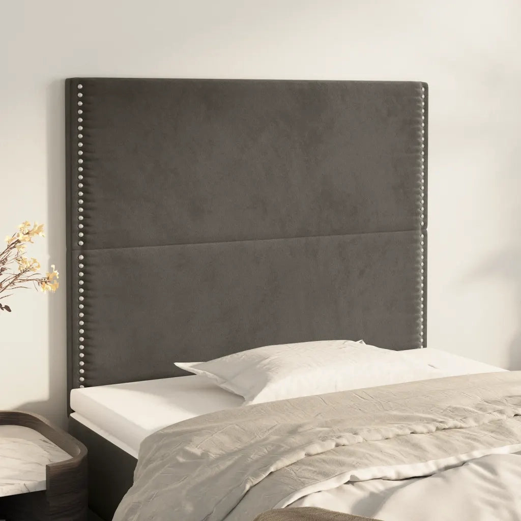 Testiera-Testata Decorativa Grigio Scuro 100x5x118/128 cm Velluto 397280