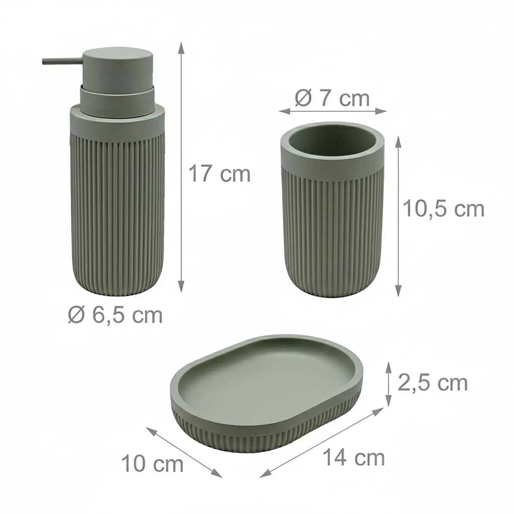 Set di 3 accessori bagno design contemporaneo armonia bagno in poliresina grigio 13_0017907