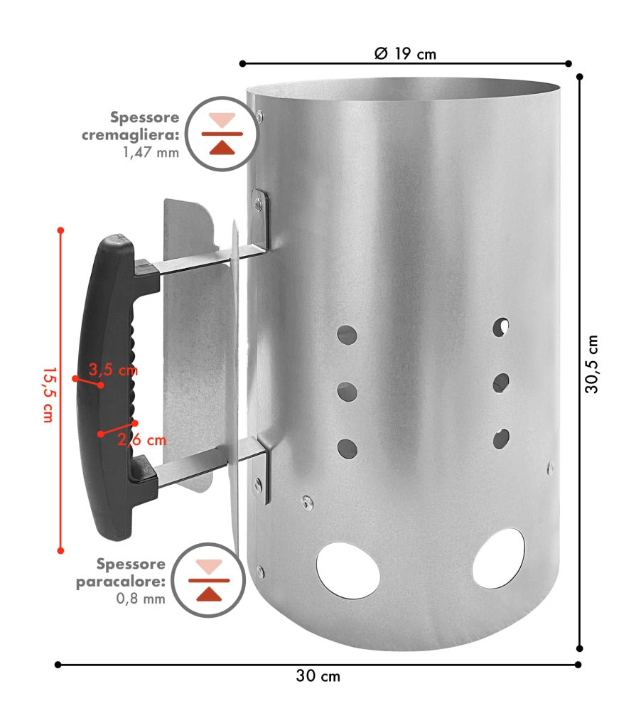 Barbecue Starter Accendino Bbq Compatto A Doppio Manico Resistente Alte Temperature In Acciaio Accenditore Camino Con Manico Grigliate Campeggio Carbonella