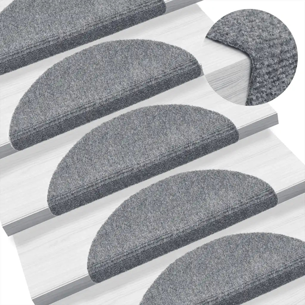 Tappetini per scale autoadesivi 5 pz | Gradini per Scale 56x17x3 cm Grigio chiaro semicircolari