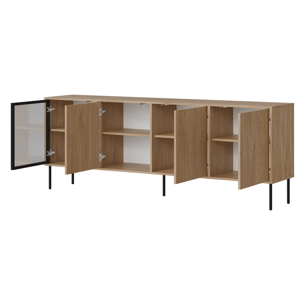 Madia Pizzo, Credenza 4 Ripiani, 200x40x75h cm Marrone
