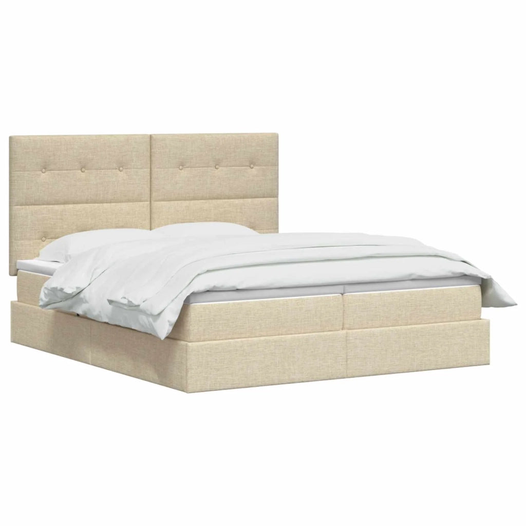 Letto con Contenitore con testiera Crema 180 x 200 cm Tessuto 3459793