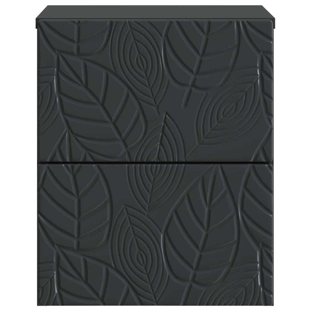Set di 2 Comodini | Armadio da Notte | Mobiletto da notte a muro Nero 34,5 x 33 x 40 cm
