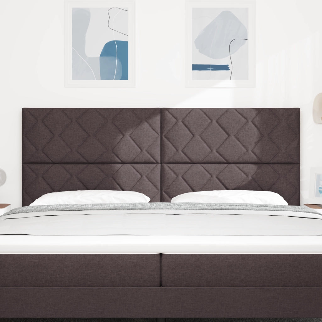 Testiera Design a Blocchi a Diamante Marrone Scuro 200 cm Tessuto