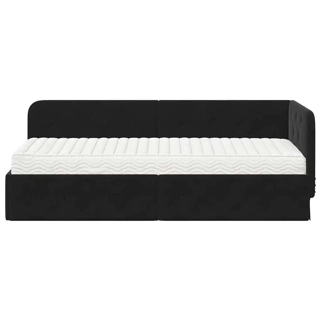 Cornice del letto ad angolo Nero 80 x 200 cm Velluto