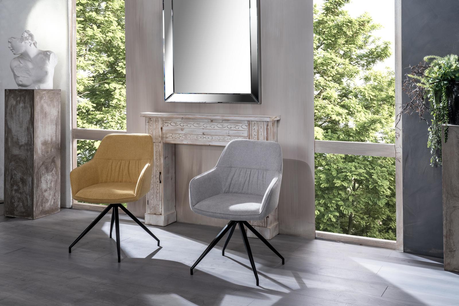 Set 4 Sedie 56x56xH87 cm in Tessuto Gaia Grigio Chiaro