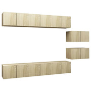 Set di mobili per TV multimediale: mensola per TV credenza sala da pranzo soggiorno camera da letto 8 pezzi rovere Sonoma legno ingegnerizzato marrone 02_0028827