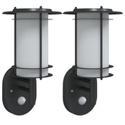 Set di 2 applique da esterno con sensore di movimento 19 x 19 x 31 cm acciaio inox nero 02_0056603
