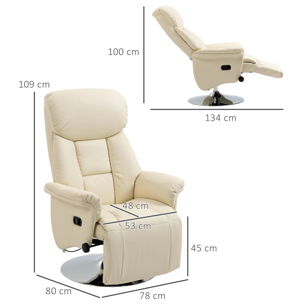 Poltrona relax reclinabile in similpelle ¨C Zephmum ¨C 78x80x109 cm, crema