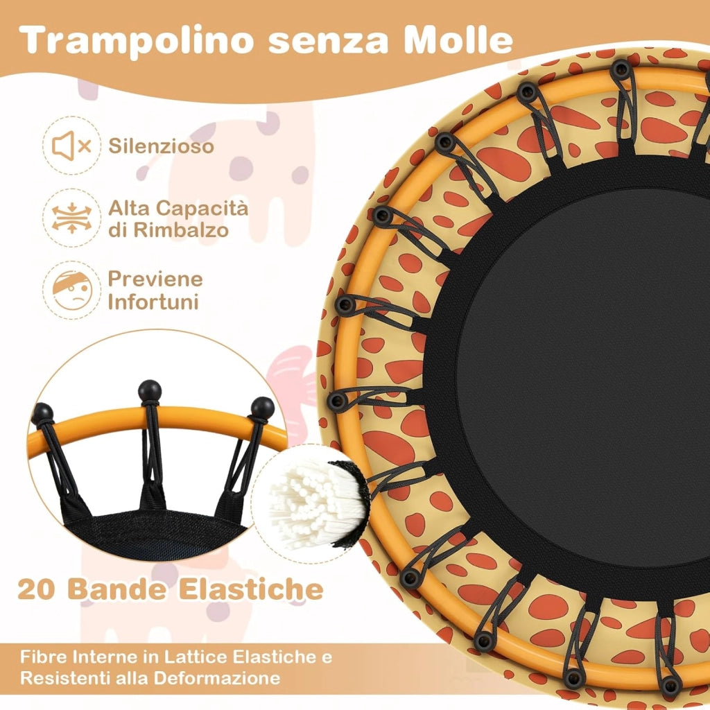Mini Trampolino per Bambini, Tappetino Elastico da Esterno ed Interno con Maniglia Rivestita, Copertura Imbottita e Cuscinetti Antiscivolo, Salta Salta per Bambini 3-6 Anni
