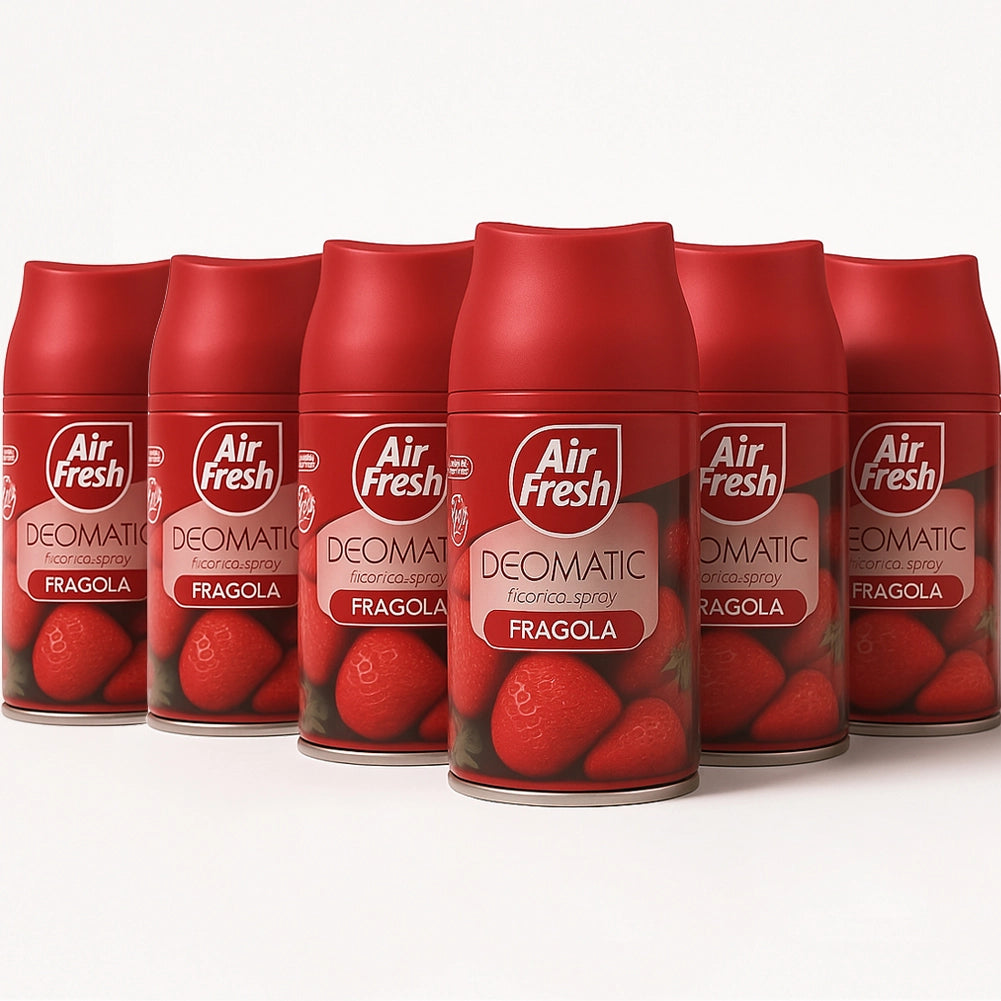 AIR FRESH Deomatic Set 6 x 250 ml Ricarica Spray Profumatore per Ambiente Fragola