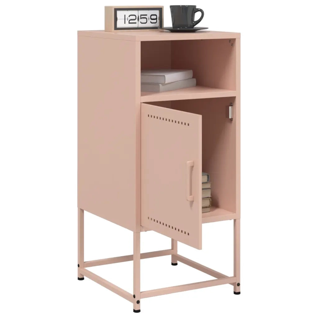 Comodini 2 pz-Set di 2 Tavolino da notte Rosa 36x39x78 cm in Acciaio