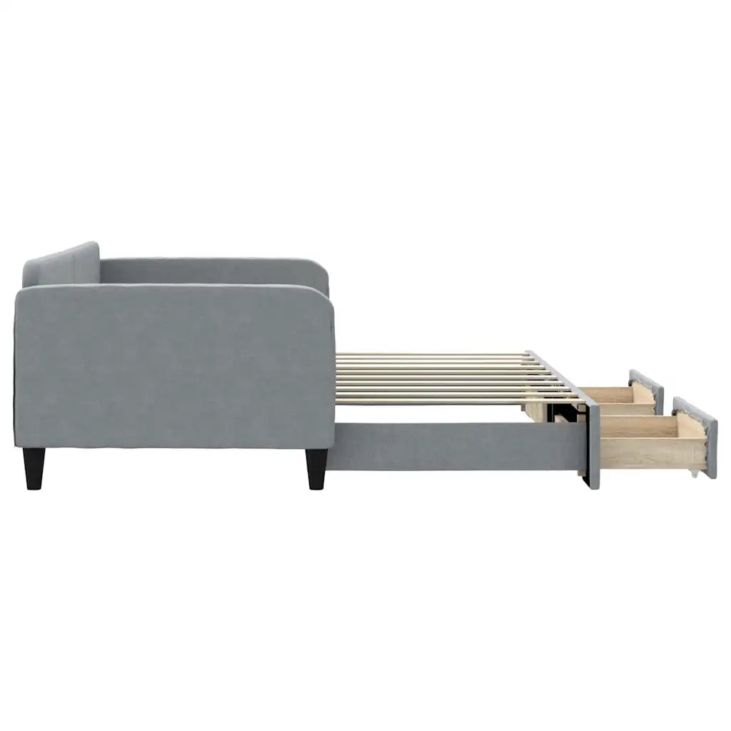 Divano Letto Estraibile Cassetti Grigio Chiaro 100x190 Tessuto 3196895